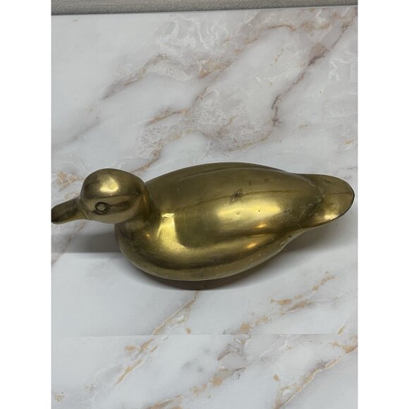 VTG Solid Brass Full Body Duck Figure Green Felt Bottom - Picture 8 of 10
